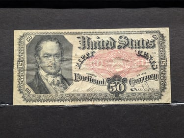 1875 Fifty Cent Fractional Currency. Pictures William H Crawford, US Secretary of War. Nice note.