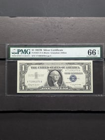 1957 B Series $1 Silver Certificate - PMG Cert. GEM UNC 66 *Exceptional Paper Quality*