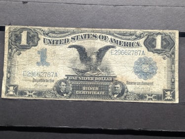1899 $1 Silver Certificate. The Black Eagle note. No rips or holes, just honest circulation.