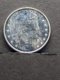 1 Troy Oz. .999 FINE SILVER Barber Designed Coin