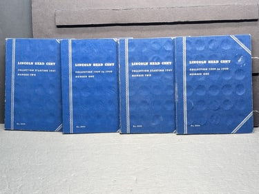 Partial 1909-1967 Lincoln Cent Collection in 4 Albums (222 Coins)