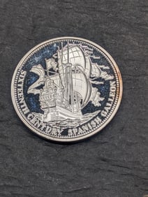 1 Oz. .999 FINE SILVER Sixteenth Century Spanish Galleon Designed Coin