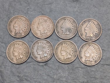 Lot of 8 Various Dated High Grade Indian Head Cents