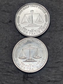 1/2 Troy Oz. Each .999 FINE SILVER Silver Trade Unit Designed Coins (2 PCS)