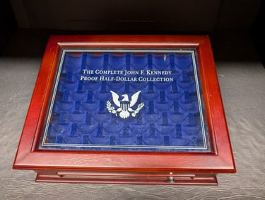 *EMPTY* John F. Kennedy Half Dollar Wooden Display Box - Hold 50 Coins