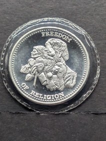 1 Oz. .999 FINE SILVER Freedom of Religion Designed Coin