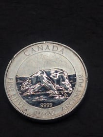 1.5 Oz. .9999 FINE SILVER Canadian $8 Polar Bear Designed Coin