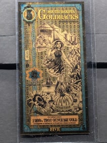 1/200th Troy Oz. 24k GOLD 2024 South Dakota $5 Gold back