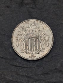 *AU+ - NICE TYPE COIN* 1867 Shield Nickel w/ Cents