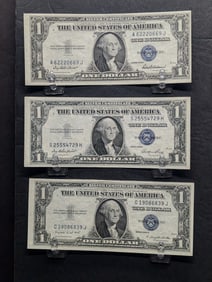 Lot of Three 1935-E/F/G Series $1 Silver Certificates **GREAT CONDITION**