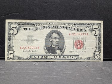 1963 Series $5 RED SEAL Banknote *NICE CONDITION*