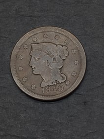 1849 Braided Hair Large Cent **VG+ - NICE CHOCOLATE BROWN**
