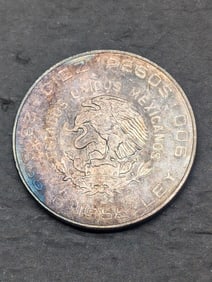 1955 Mexico 5 Silver Pesos Coin