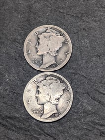 1916-P&S Mercury Silver Dimes w/ Strong Dates
