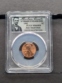 1982 Zinc Small Date Lincoln Memorial Cent - PCGS MS66 RD