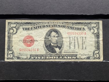 1928 C Series $5.00 RED SEAL Banknote