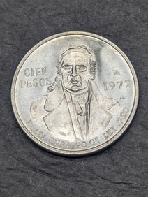 1977 Mexico 100 Silver Pesos Coin