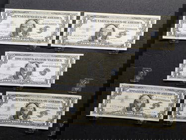 (1) 1957, (3) 1957-A, (1) 1957-B Series $1 Silver Certificates in GREAT CONDITION!!