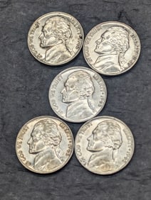 Lot of 5 High Grade War Nickels