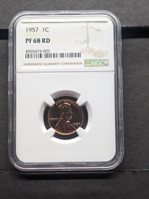 1957 PROOF Lincoln Wheat Cent - NGC PF68 RD
