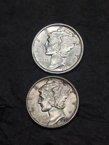 1917 & 1930 Mercury Silver Dimes **AU+**