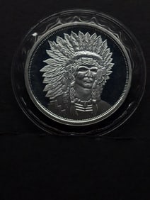 1 Oz. .999 FINE SILVER Indian Headdress Designed Coin