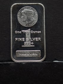 1 Oz. .999 FINE SILVER Morgan Designed Art Bar