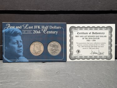 First & Last JFK Half Dollars of the 20th Century Collection w/ COA