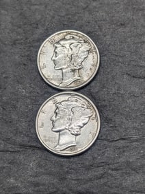 *Both AU+ - BETTER DATE - NICE TYPE COIN* Lot of Two 1931 Mercury Silver Dimes