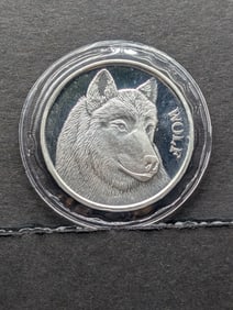 1 Oz. .999 FINE SILVER Wolf Designed Coin