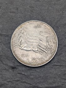 1961 Italy 500 Silver Lire Coin