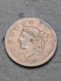 1839 Coronet Head Large Cent - Nice Strike