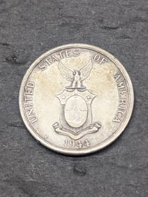 1944 -S Philippines 50 Silver Centavos Coin