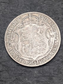 1916 United Kingdom 1/2 Silver Crown Coin