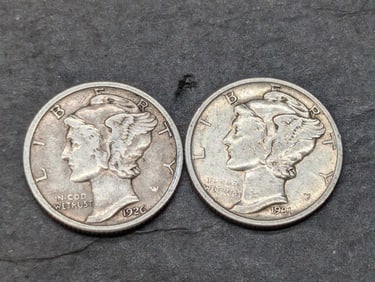 1926 & 1931-S Mercury Silver Dimes **Both XF**