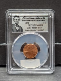 1982 Zinc Small Date Lincoln Memorial Cent - PCGS MS66 RD
