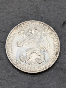1957 Czechoslovakia 10 Silver Korun Coin