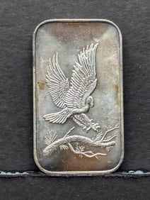 1 Oz. .999 FINE SILVER Eagle Landing on Branch Designed Art Bar