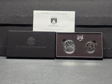 1989-D UNC Congressional Commem 2-Coin Set in OGP w/ COA