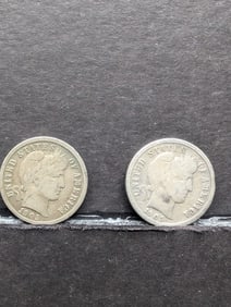 *FINE* 1905 & *FINE/VF* 1905-S Barber Silver Dimes