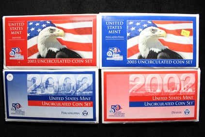 2002 & 2003 P & D United States Mint Sets With OGP & COA's.  40 Coins.