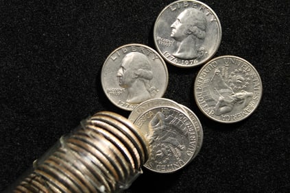 Roll of 40 1976P Bicentennial Washington Quarters. UNC