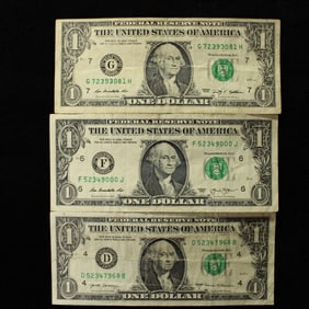 2009 & 2013  $1 F.R.N.'s w/Print Errors  - G 72393081 H - Chicago & F 52349000 J - Atlanta