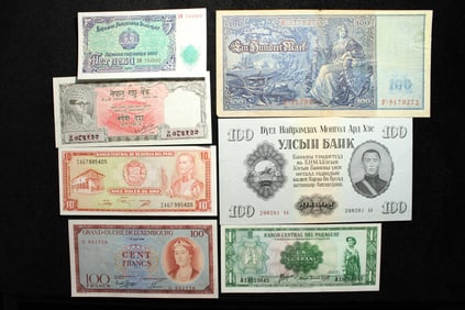 Assortment Of 18 Different Banknotes From 18 Different Countries.