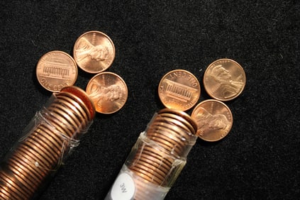 Roll of 50 1997P, Roll of 1997D GEM BU RED Lincoln Memorial Cents