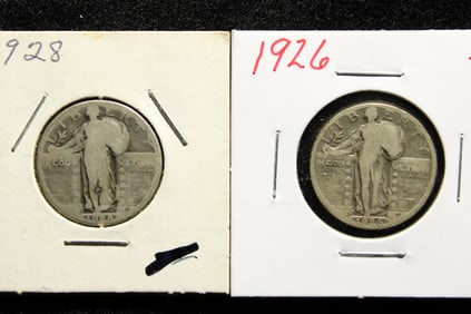 ( 2 coins) 1926-S 1928-P Standing Liberty Quarter