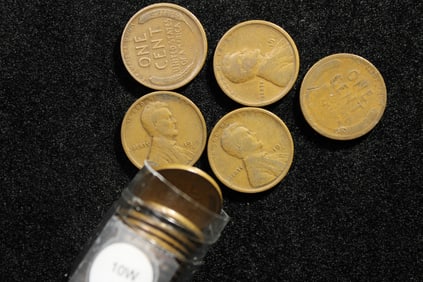 Roll of 50- 1919-S Lincoln Wheat Cents