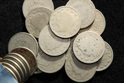 (Roll of 40) Circulated Liberty V Nickels