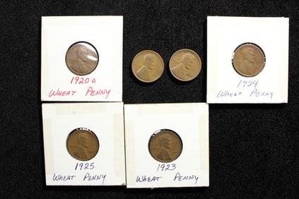 1920 P,D, 1923, 1924, 1925 Lincoln Wheat Cents