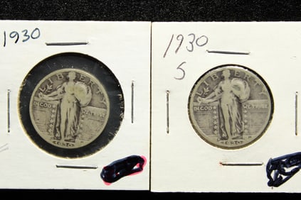 (2 coins) 1930 -P and 1930-S Standing Liberty Quarters
